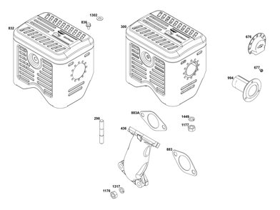 Exhaust Group Diagram and Parts List for 25V332-0053-F1 200000 - 399999 Briggs and Stratton Engine